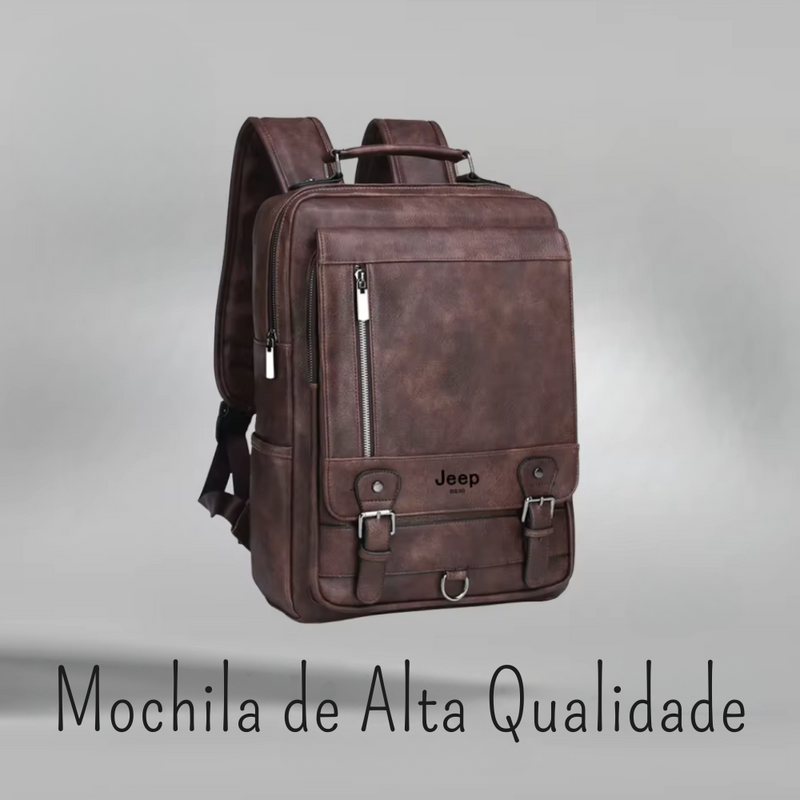 Mochila Executiva de Couro JEEP BULUO – Estilo e Praticidade