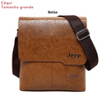 Bolsa Masculina JEEP BULUO - Kit 2 Peças, Bolsa de Ombro e Transversal em Couro PU, Ideal para Negócios e Casual