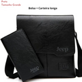 Bolsa Masculina JEEP BULUO - Kit 2 Peças, Bolsa de Ombro e Transversal em Couro PU, Ideal para Negócios e Casual