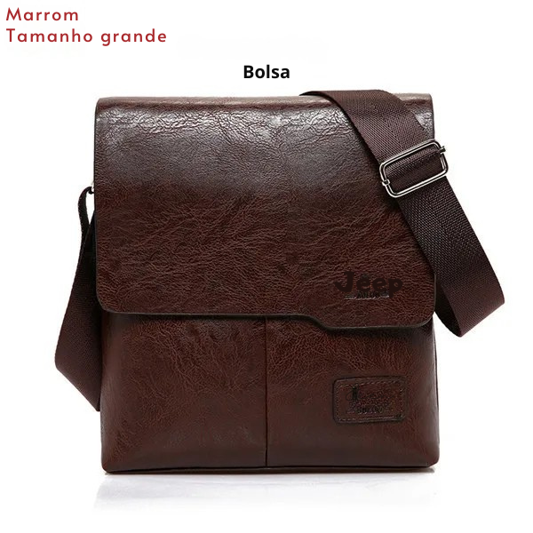 Bolsa Masculina JEEP BULUO - Kit 2 Peças, Bolsa de Ombro e Transversal em Couro PU, Ideal para Negócios e Casual