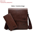 Bolsa Masculina JEEP BULUO - Kit 2 Peças, Bolsa de Ombro e Transversal em Couro PU, Ideal para Negócios e Casual