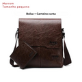 Bolsa Masculina JEEP BULUO - Kit 2 Peças, Bolsa de Ombro e Transversal em Couro PU, Ideal para Negócios e Casual