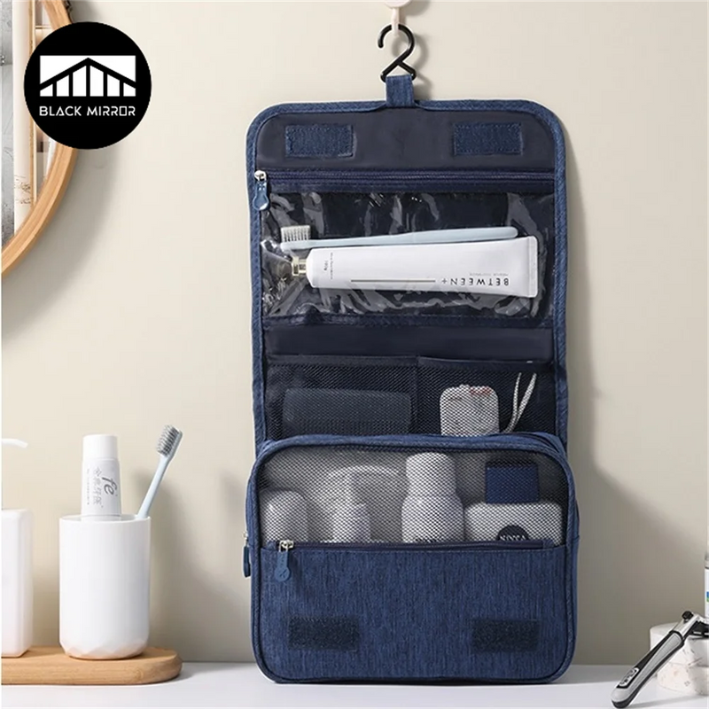 Necessaire de Viagem Portátil com Gancho Suspenso – Organizador Impermeável para Cosméticos e Higiene, Grande Capacidade para Homens e Mulheres